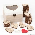 Caja de madera con 48 corazones para firmas