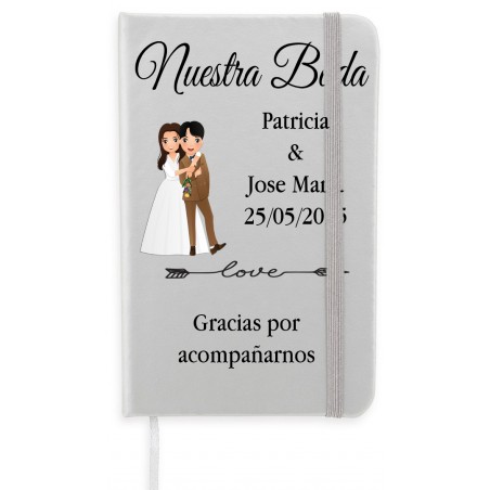 Libreta boda personalizada con nombres y dedicatoria