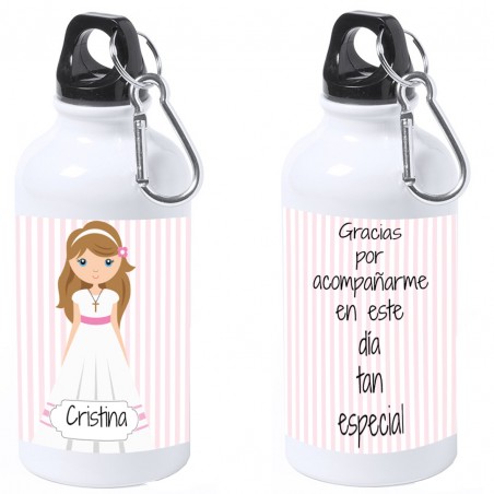 Botella personalizada niña comunión con nombre y dedicatoria