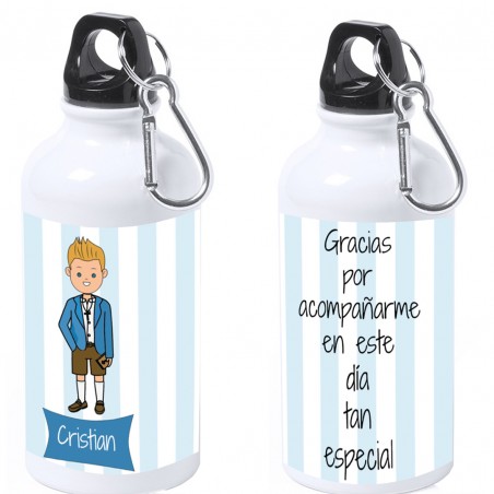 Botella niño comunión personalizada con nombre y texto