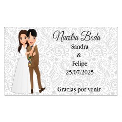 Plantilla para botella novios abrazados