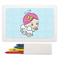 Puzzle para colorear niña angelita