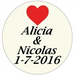 Llavero personalizado con nombre de los novios y set de bolígrafo con navaja presentados en bolsa boda