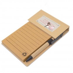 Libreta marcador con dedicatoria y nombre de invitados en bolsa de organza