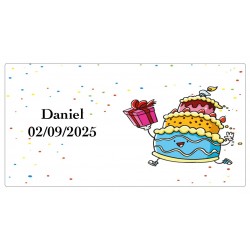 Nutella para cumpleaños con cuchara en bolsa transparente personalizada con adhesivo cars