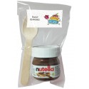 Nutella para cumpleaños con cuchara en bolsa transparente personalizada con adhesivo cars