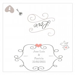 Cartón de boda para cierre de bolsa personalizado con nombre y fecha