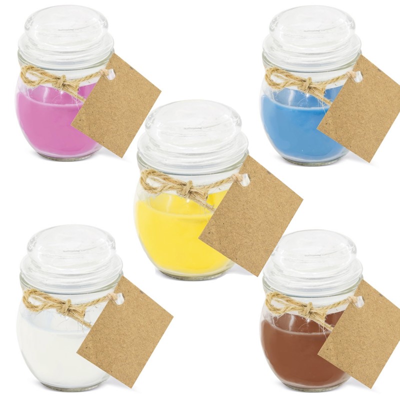 Vela aromática de color en tarro de cristal