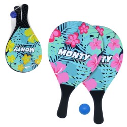 Palas de playa de madera con pelota