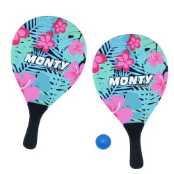 Palas de playa de madera con pelota