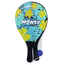 Palas de playa de madera con pelota