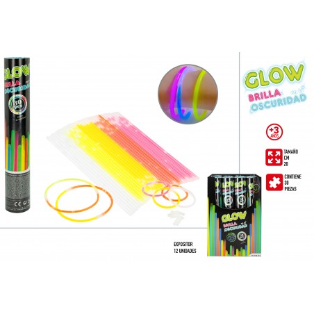Pack 30 pulseras luminosas 20 cm