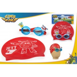 Gafas super wings con gorro de baño infantil