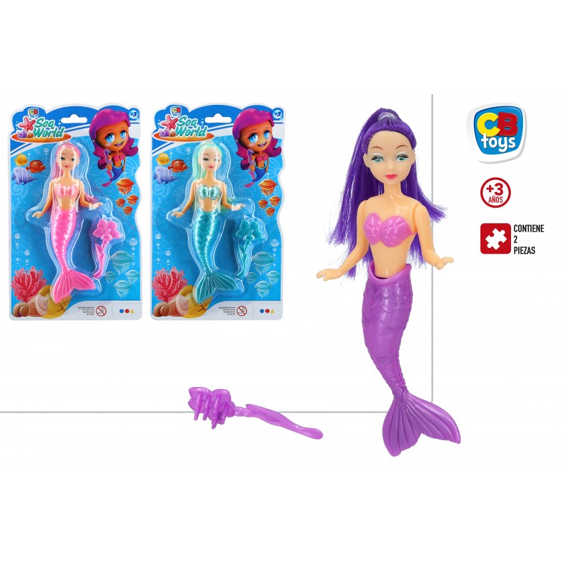 Muñeca sirenita surtida en colores con peine