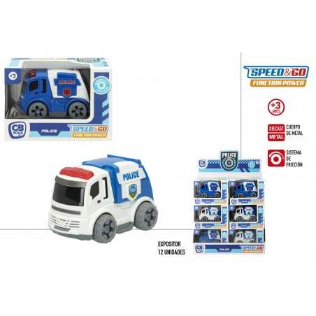 Camión de metal policía o ambulancia con sistema fricción