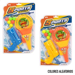 Pistola de bolas y juego de ping pong