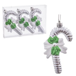 Set de 3 adornos de navidad en forma bastón