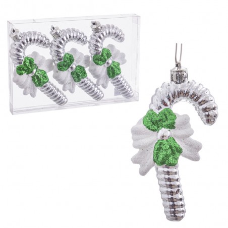 Set de 3 adornos de navidad en forma bastón