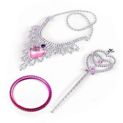 Collar pulsera y varita de princesas en blíster para niñas