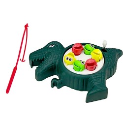 Juego de pescar peces para niños en forma de dinosaurio