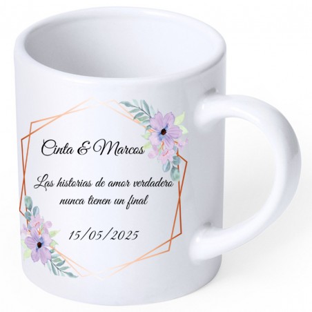 Taza blanca personalizada con dedicatoria