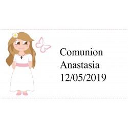 Nocilla personalizada con nombre y fecha en adhesivo niña comunión