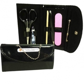 Set de manicura modelo monedero personalizado con adhesivo para regalos de empresa