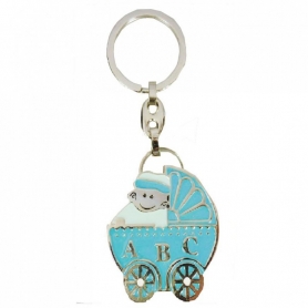 Llavero bebé en bolsa de organza presentado en cajita original personalizada