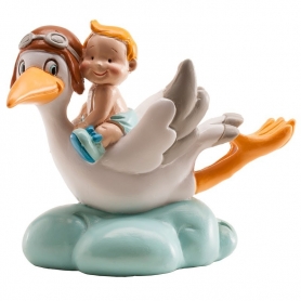 Figura de cigüeña para baby shower para bautizo barata