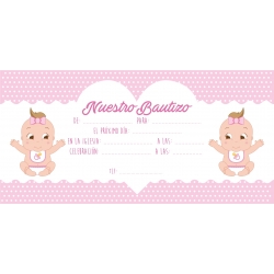 Invitaciones de bautizo gemelas