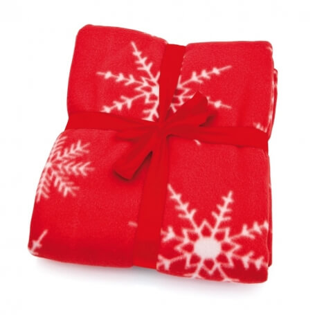 Manta roja con copos de nieve