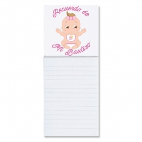 Libreta con imán para bautizo de niña