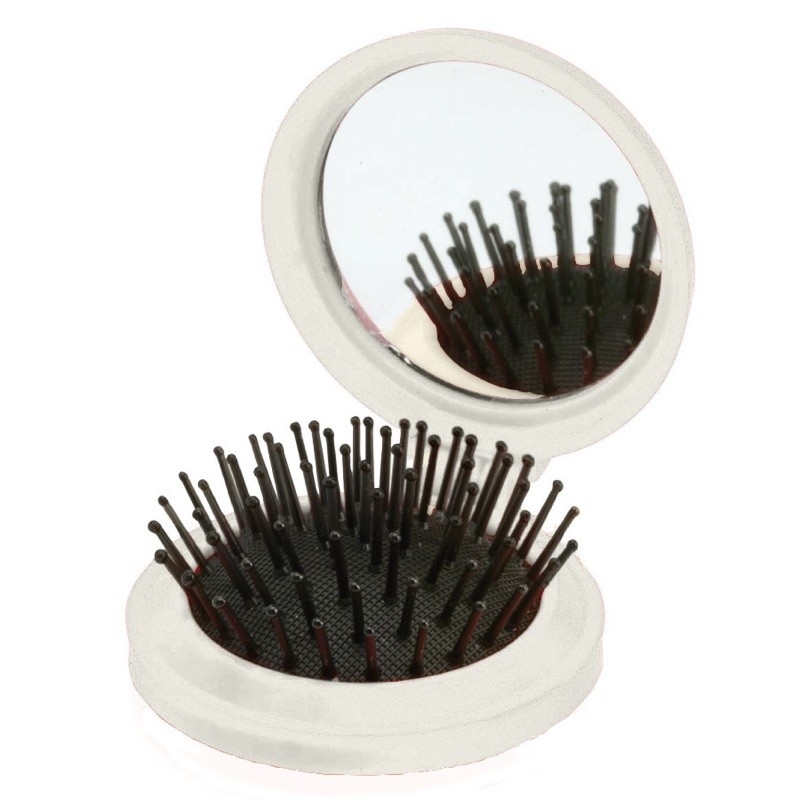 Espejo con cepillo blanco