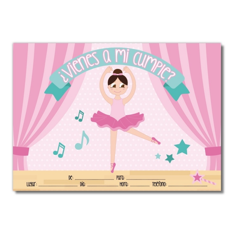 Invitación para cumpleaños de ballet