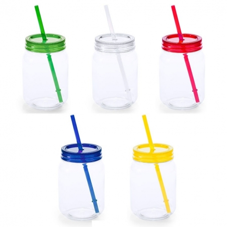 Vaso con tapa y pajita