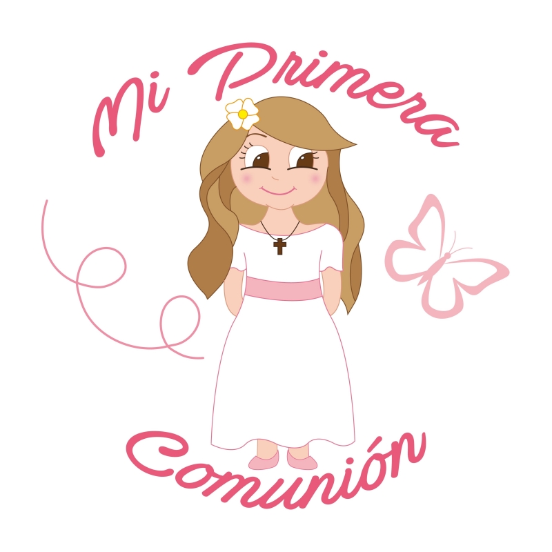 Pegatinas blancas para detalles comunión niña