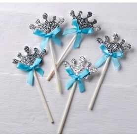 Pic corona plateada lazo azul (unidad)