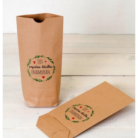 Bolsa kraft detalles enamoran rojo