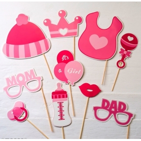 Set de postizos infantil en color rosa 10 piezas