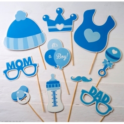 Set de postizos infantil en color azul 10 piezas