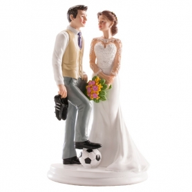 Figura pareja de novios futbol para tarta de boda originales