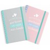 Libretas para el Colegio con Frases Bonitas, unicornios, flamencos, en Tonos Pasteles, de rayas, de cuadros